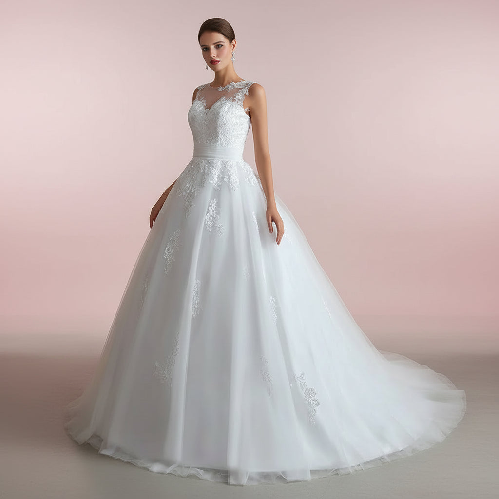 GownLink Bridal  Train Gown for Christian & Catholic wedding GLGT0414-B