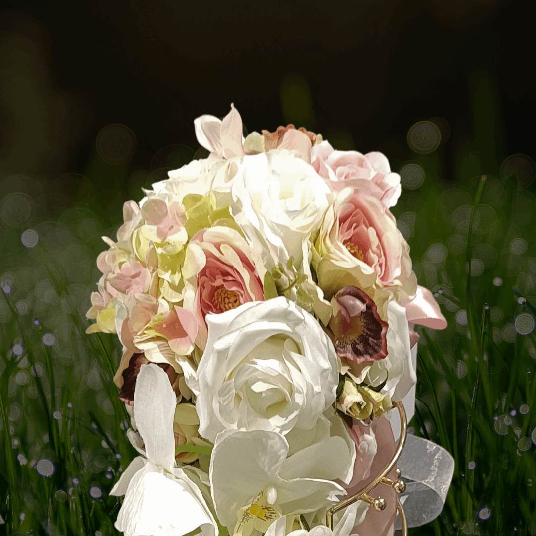 Divine Romance Pink and Cream Long Bridal Bouquet for Christian Brides B120 GownLink