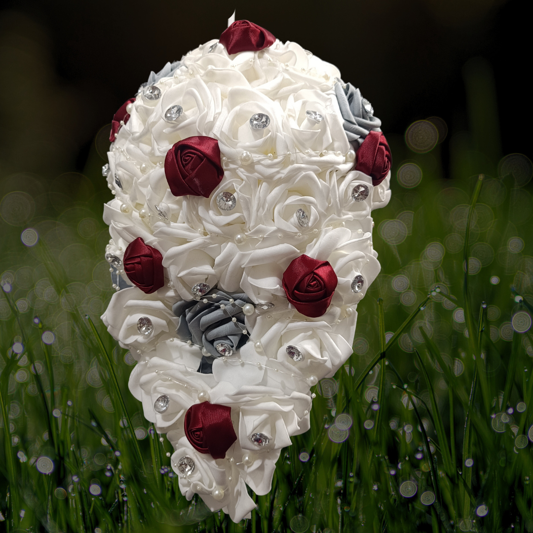 GownLink's Harmony's Grace White and Red Rose Christian Bride Bouquet B121