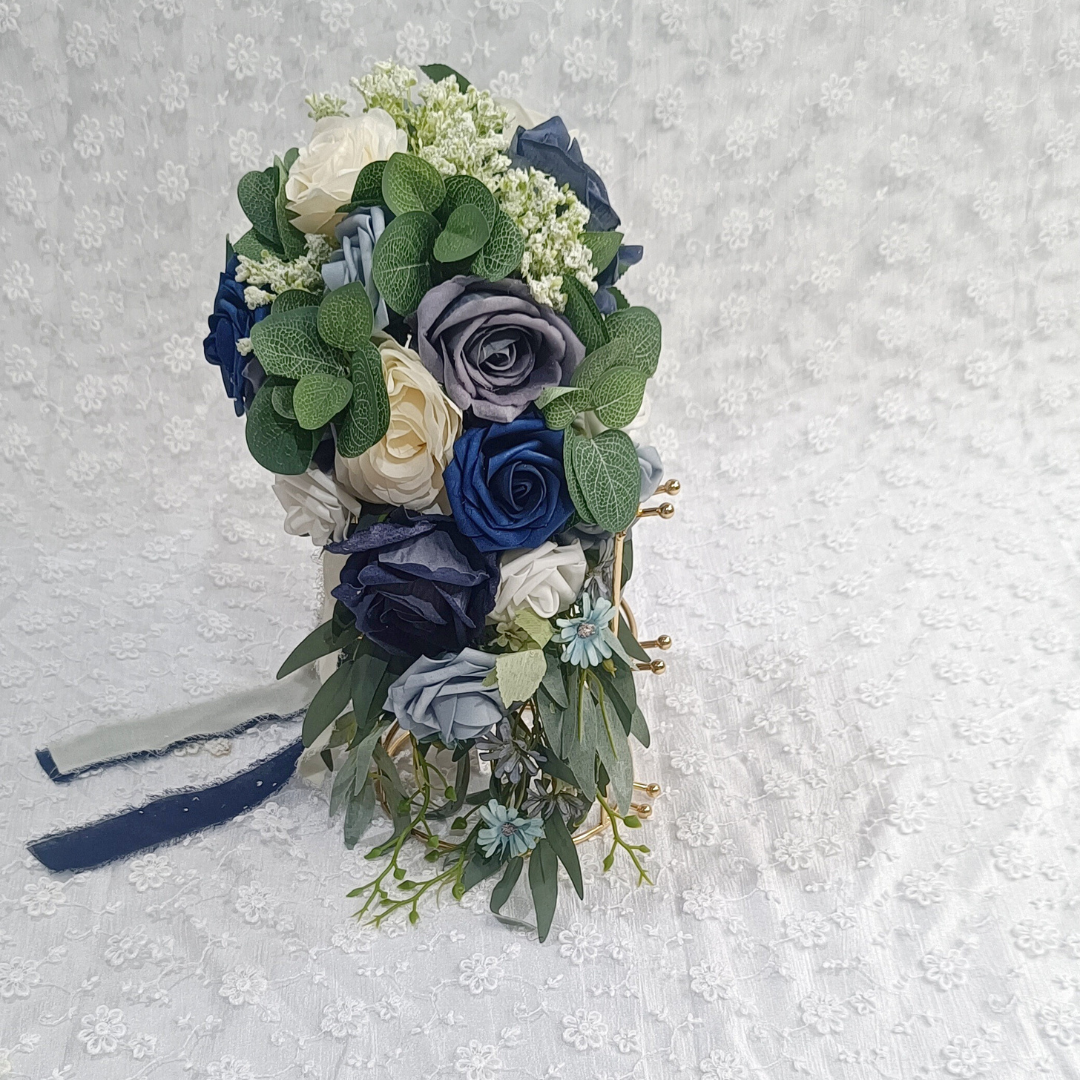 GownLink's Faithful Love Blue Rose flowers Christian Bride Bouquet B125