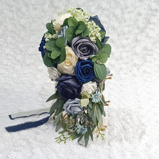 GownLink's Faithful Love Blue Rose flowers Christian Bride Bouquet B125