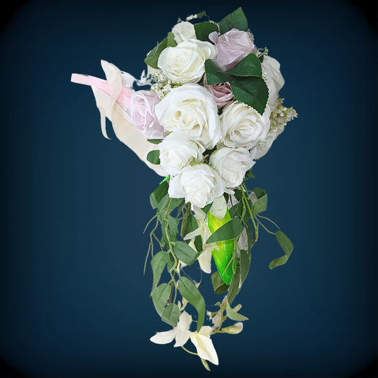 GownLink's Spiritual Splendor White and lavender Bridal Bouquet for Christian Weddings B133