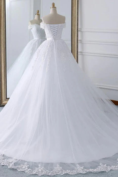 GownLink Stunning Train Gown White Church Wedding Gown GLKD03 -T