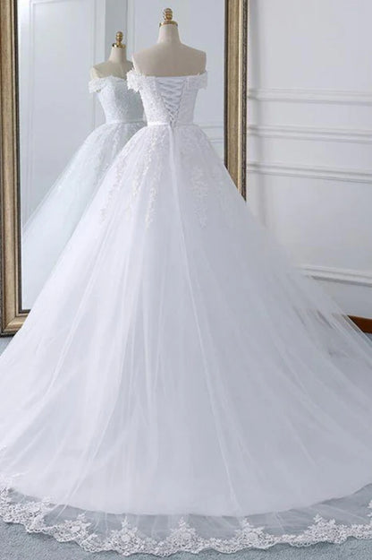 GownLink Stunning Train Gown White Church Wedding Gown GLKD03 -T