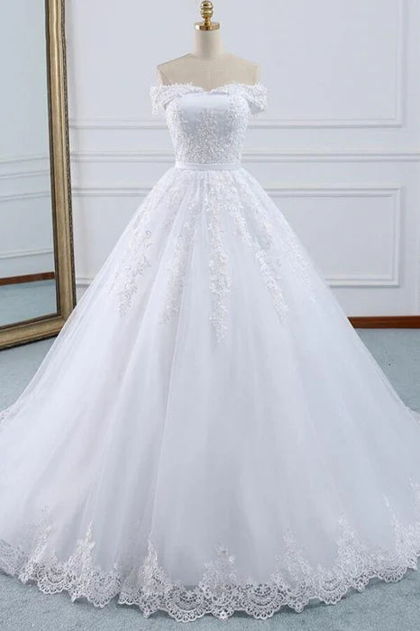 GownLink Stunning Train Gown White Church Wedding Gown GLKD03 -T