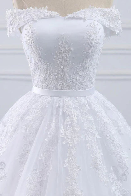 GownLink Stunning Train Gown White Church Wedding Gown GLKD03 -T