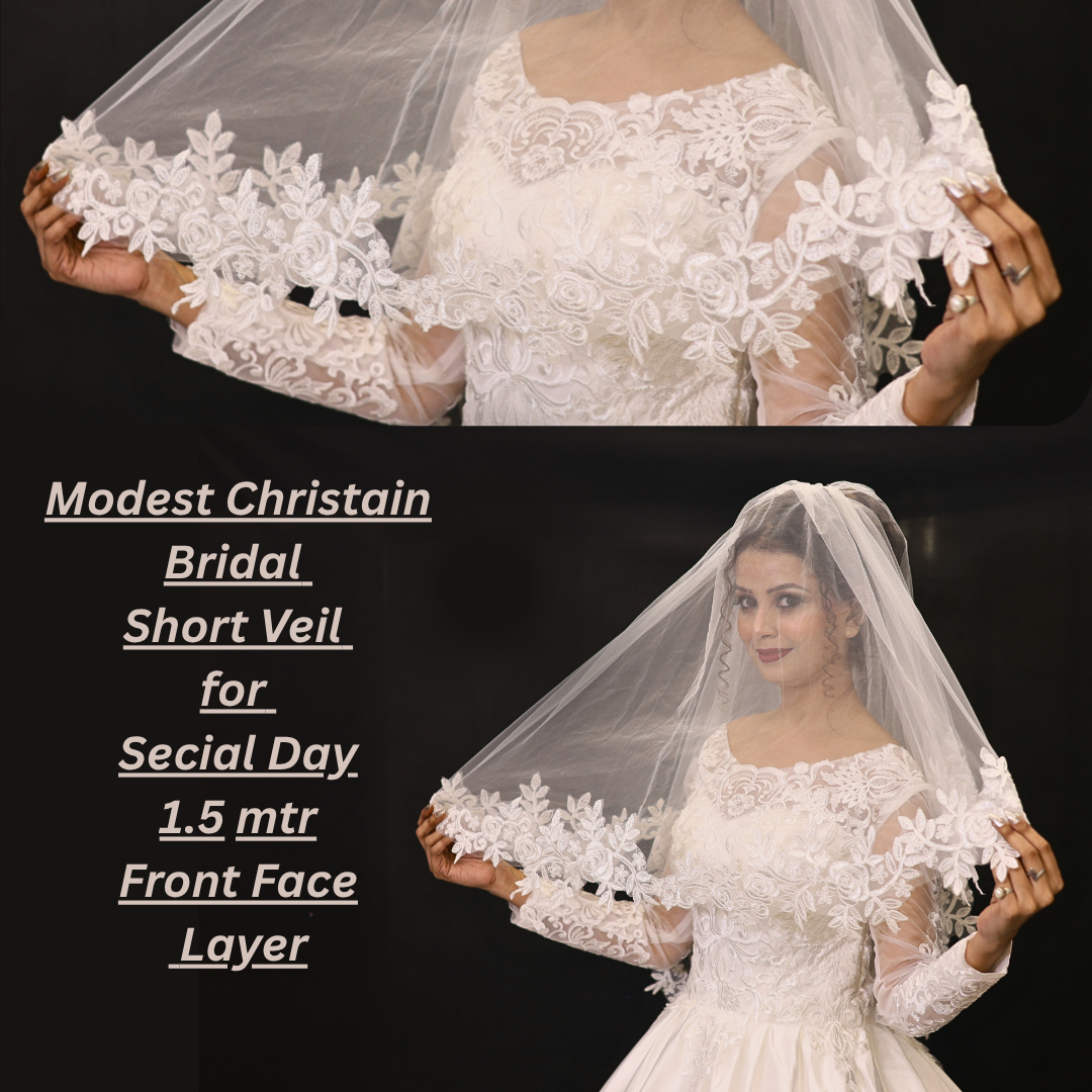Full spread view of Cathedral Bridal Veil on flat surface — GownLink GLV13