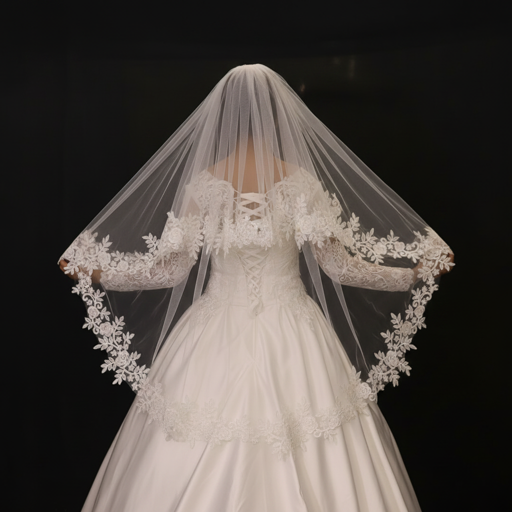 Detail of veil fabric and texture — GownLink GLV13