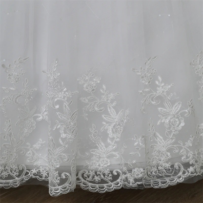 Detail of neckline and bodice on White Ball Gown — GownLink GLHSD189CB