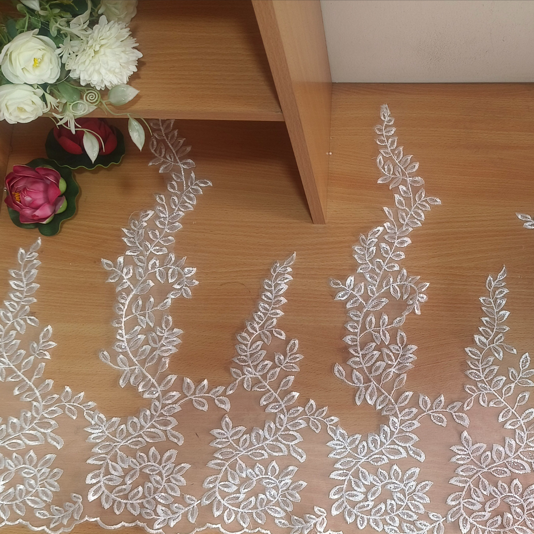 GownLink - White D30 Lace Sequence Border with Wedding Gown