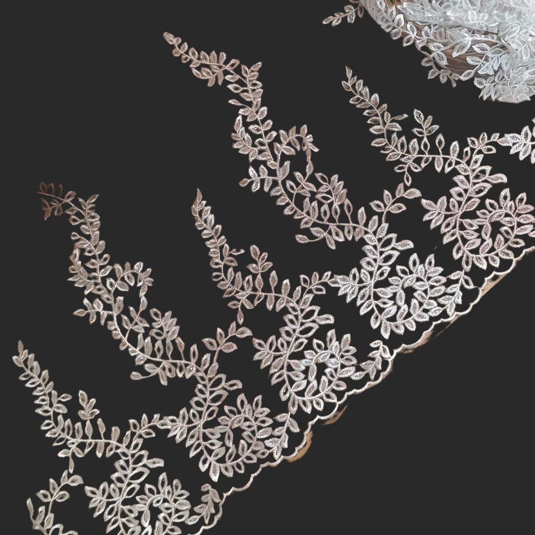 GownLink - White D30 Lace Sequence Border with Wedding Gown