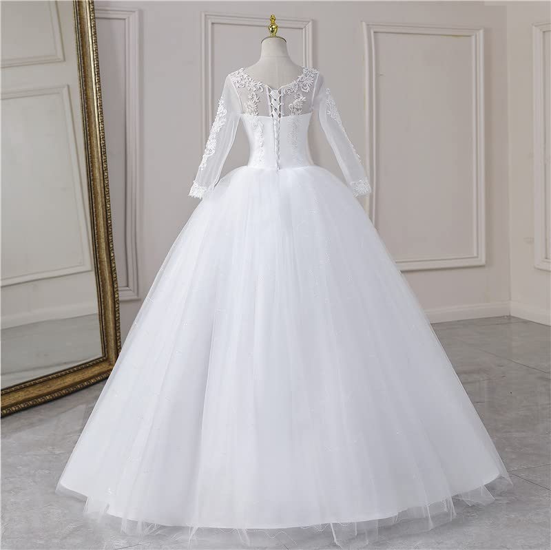 Back view of White Ball Gown showing train and closure detail — GownLink GLGF042B