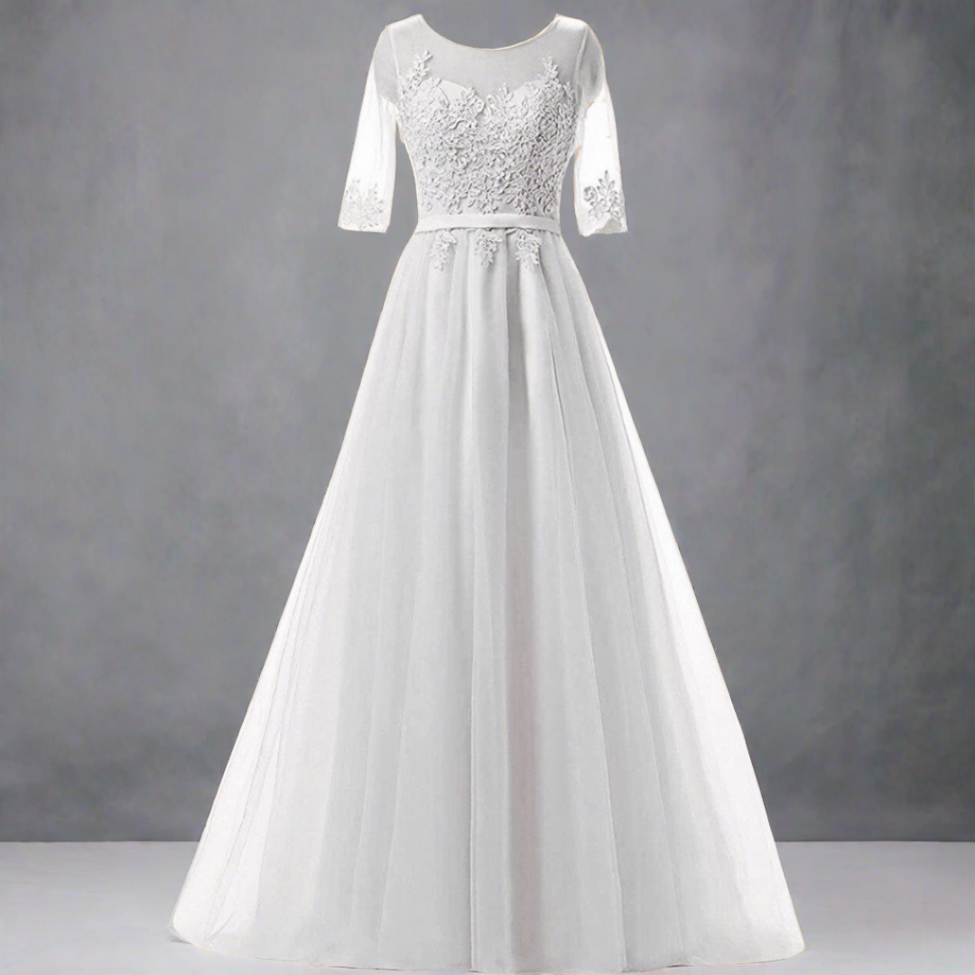 Soft and romantic tulle A Line white gown
