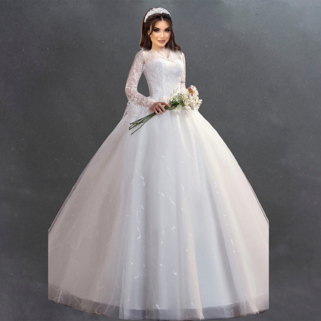 "Princess-worthy white catholic Wedding Ball Gown - Majestic Beauty"
