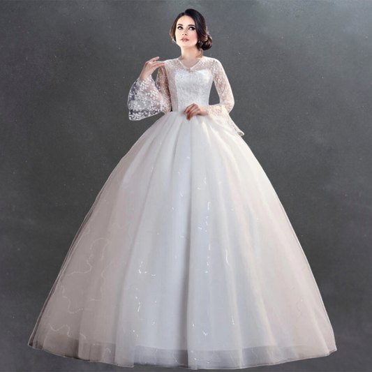 "Flowing Organza christen and catholic white Wedding Ball Gown - Effortless Beauty"