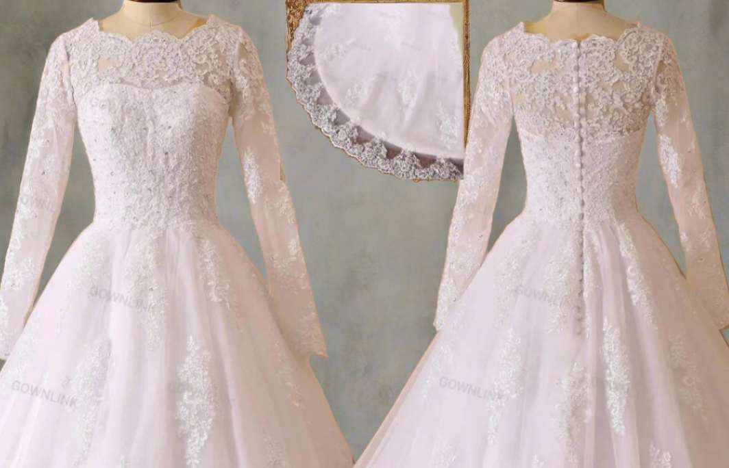 "Awe-Inspiring Lace white Train Gown, Perfect for Catholic wedding"