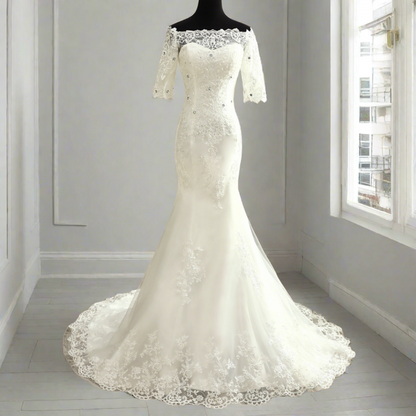 "Simple and elegant Mermaid Christian wedding gown." Kochi India