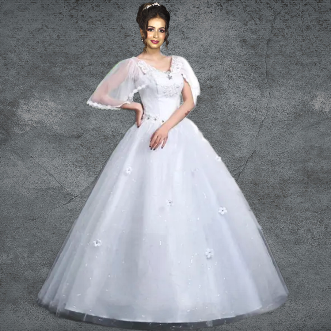 Stunning beaded Christian wedding dress with open back Koch