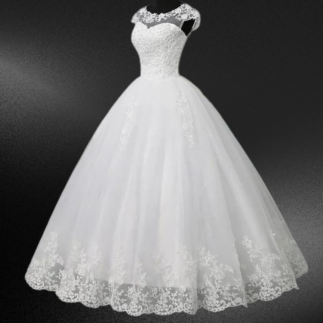 "Embody purity beautiful and elegance in this captivating Christian bride's white ball gown."