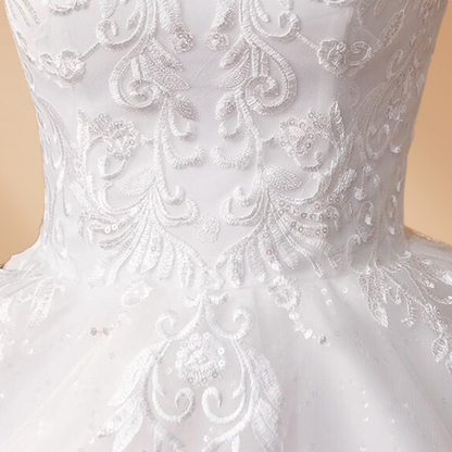 GownLink Elegant White Church Wedding Gown for Christian Brides with Long Sleeves & Train GLGF051T