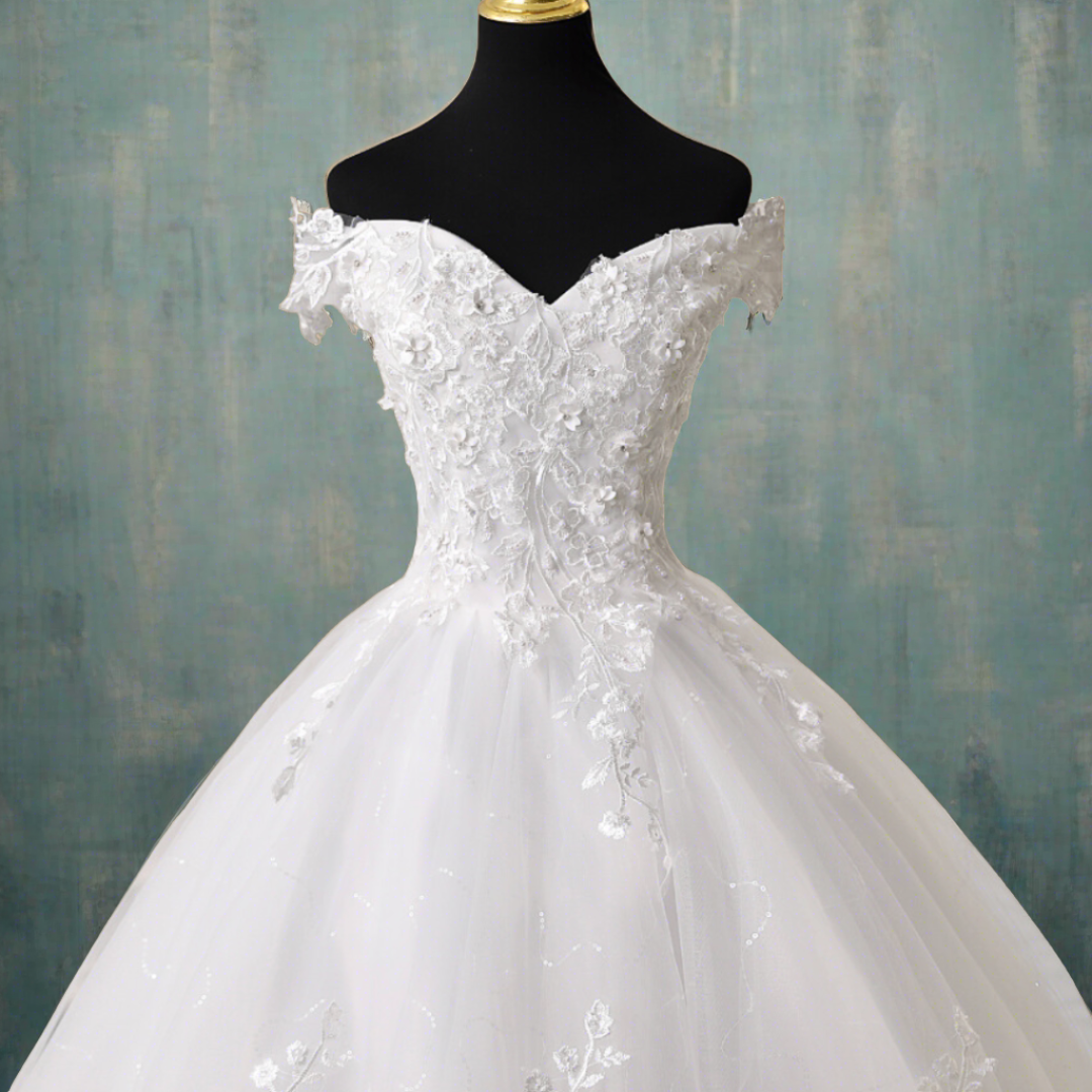 "Timeless strapless beautiful Christian bridal gown."
