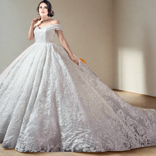 Breathtaking illusion back wedding dress with intricate embroidery Tumakuru