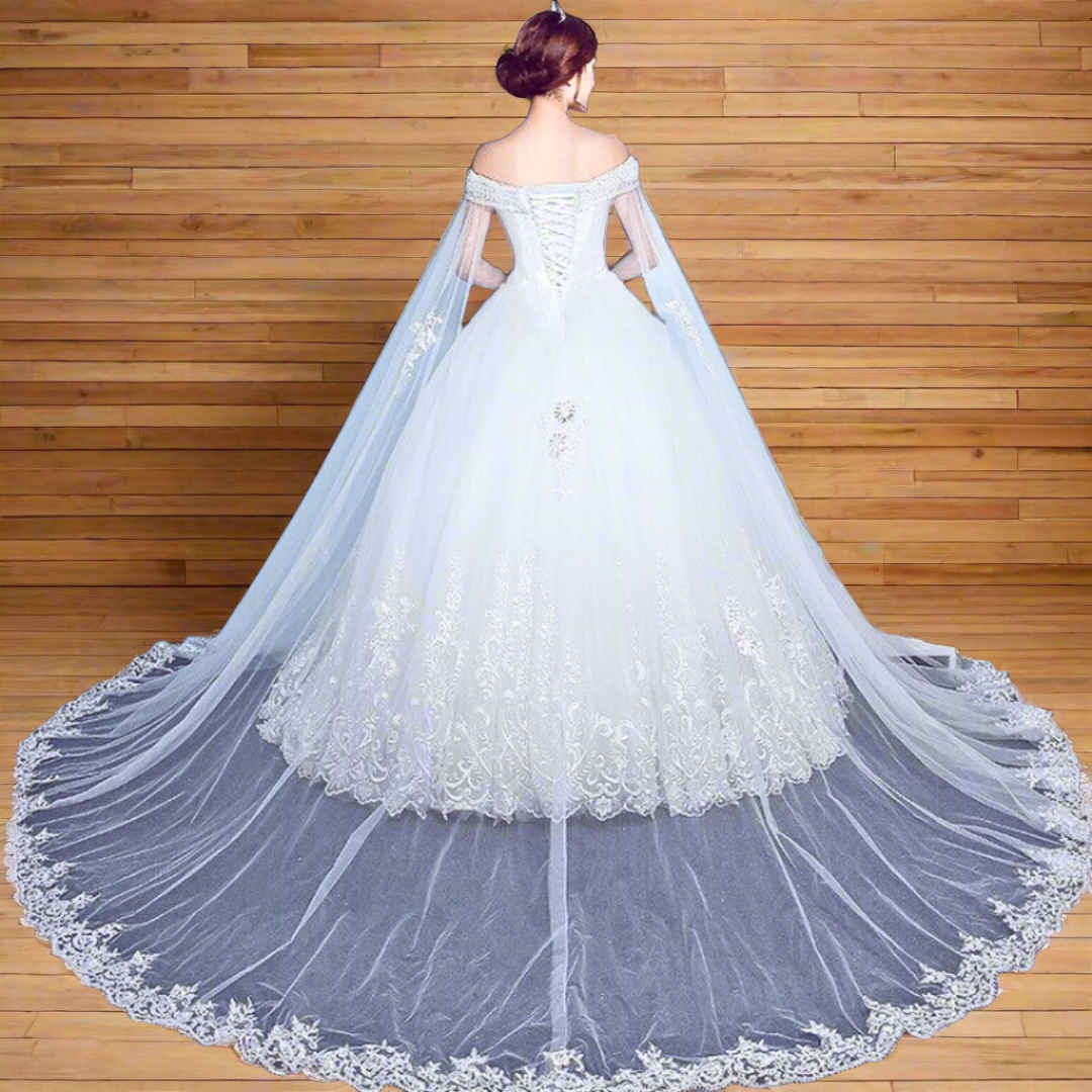 white bridal dress Christian and Catholic Wedding Off Shoulder  Fast  delivery of 5 day  Bara Banki