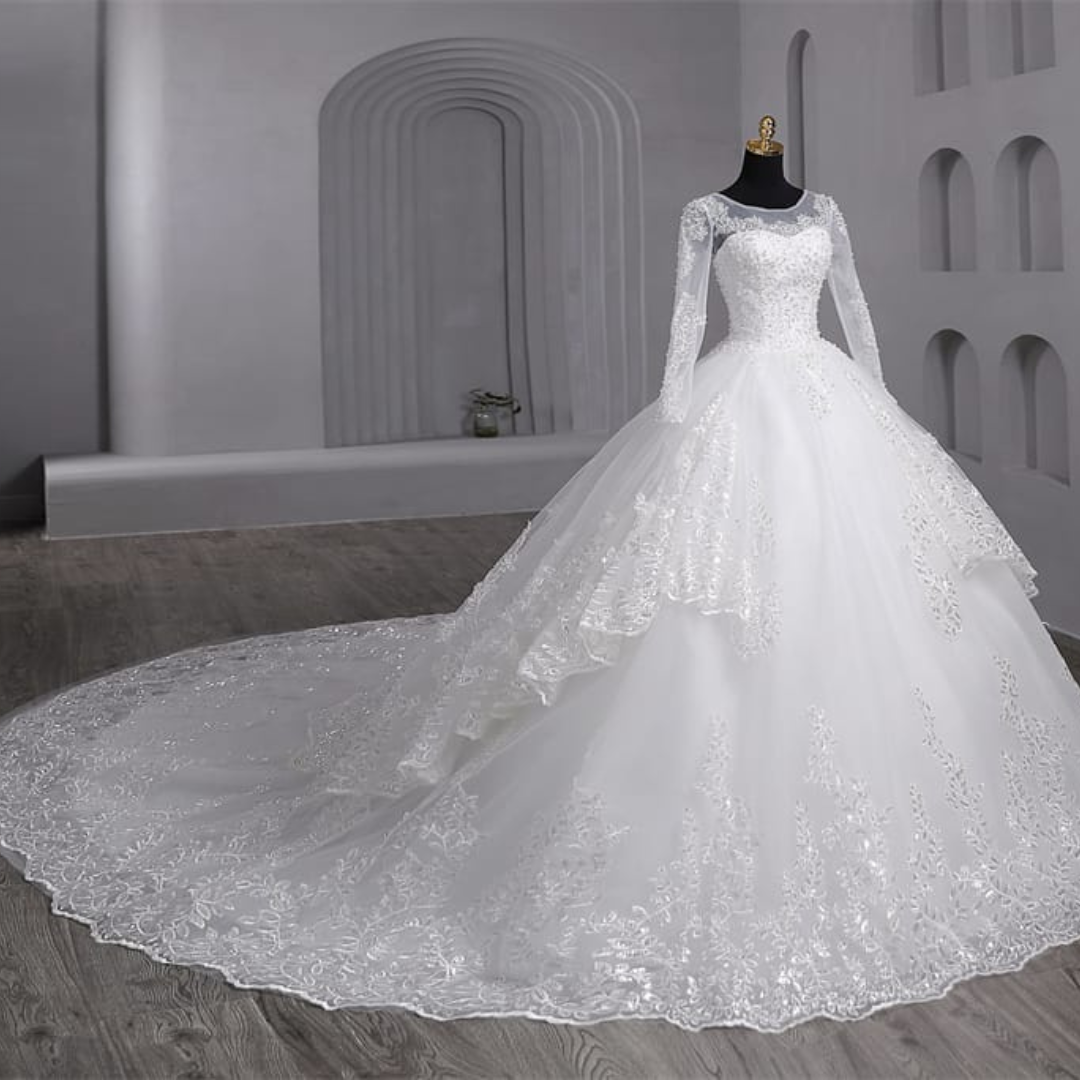 Buy GOWNLINK Beautiful Full Stitched Christian Wedding Train Gown Wedding  Dress in White Color for Women-HS621 with Same Sleeves at Amazon.in