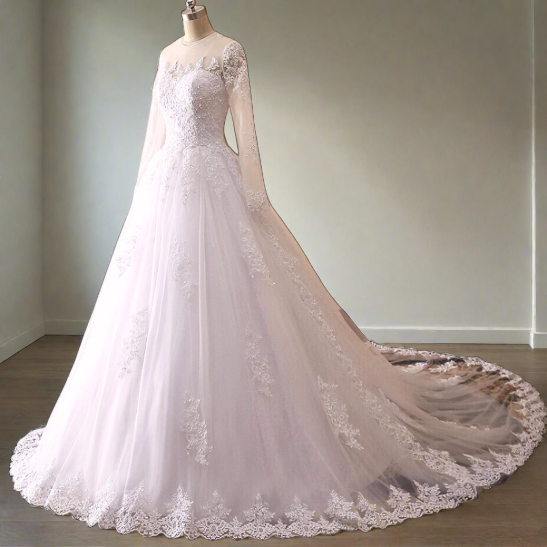 "Heavenly white Train Gown, A Catholic Bride's Radiant Choice"