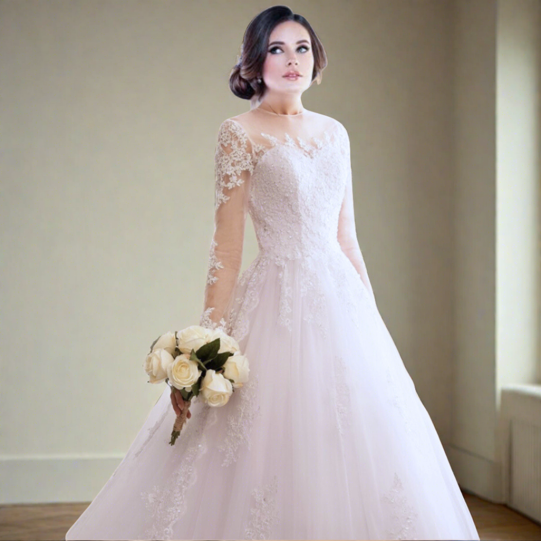 "Breathtaking Train Gown, A christen Bride's Majestic Statement"