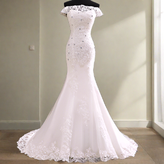 "Elegant white Mermaid Wedding Dress, Ideal for Christian wedding Celebrations" Guna India