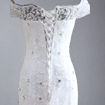 "Charming Lace stone white Mermaid Gown, Fit for a Catholic Bride's Elegant Look."  Itarsi