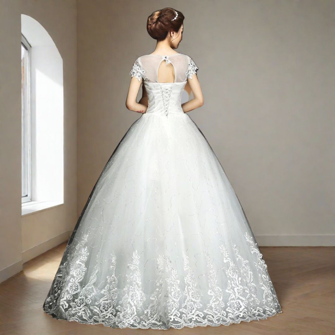 "Awe-Inspiring Ball Gown with Sparkling Accents, Ideal for White Christian Brides" Bharuch 