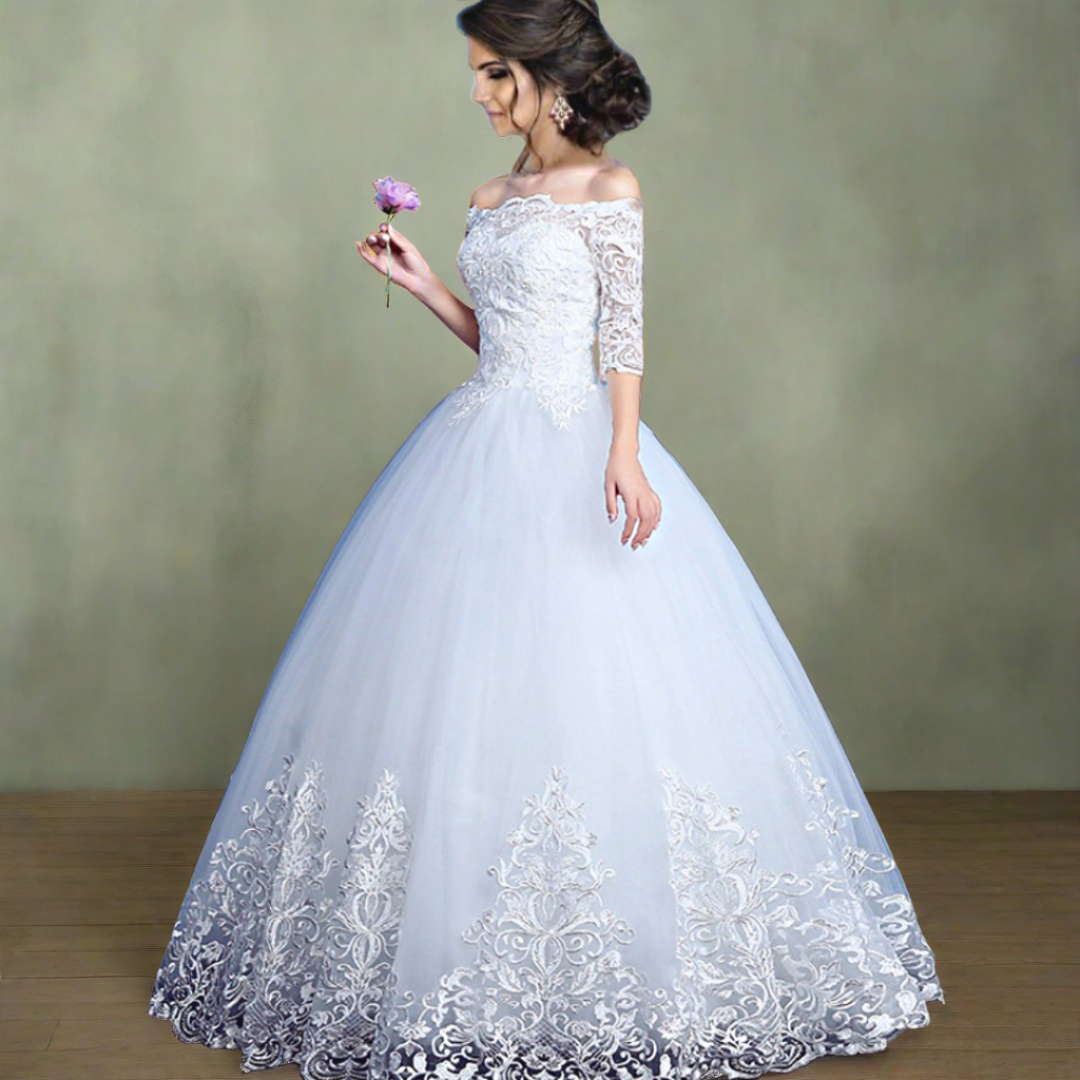 Buy White Wedding Dress Off Shoulder with free Shipping|Gownlink