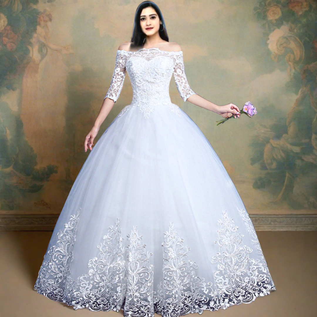 "A celestial dream come true - this white ball gown radiates pure elegance."   Kohima and Dimapur