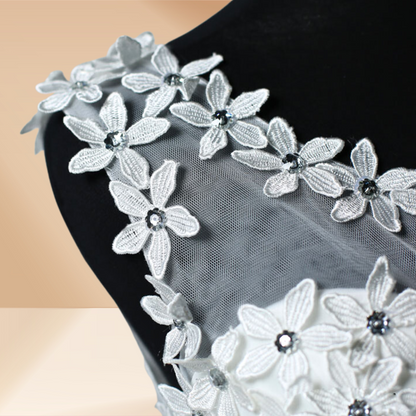 Dreamy tulle ball gown with floral appliques for christen Bride.