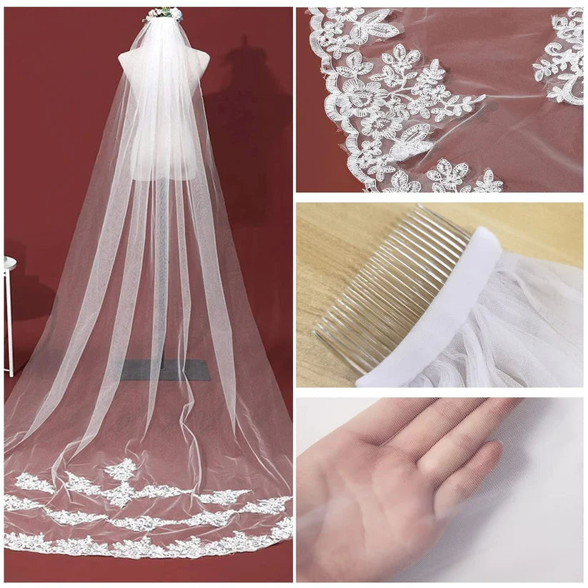 "Graceful White Veil for Christian and Catholic wedding Bridal Elegance."