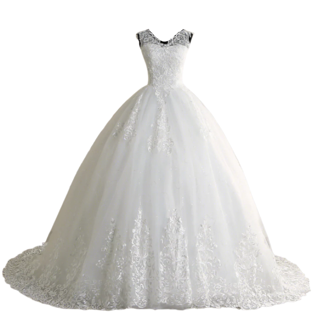 GownLink White Train Wedding Gown  GLVLQD09T