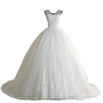 GownLink White Train Wedding Gown  GLVLQD09T