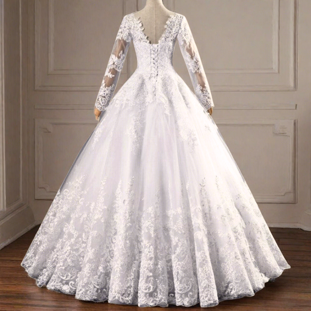 Dreamy tulle ball gown with floral appliques
