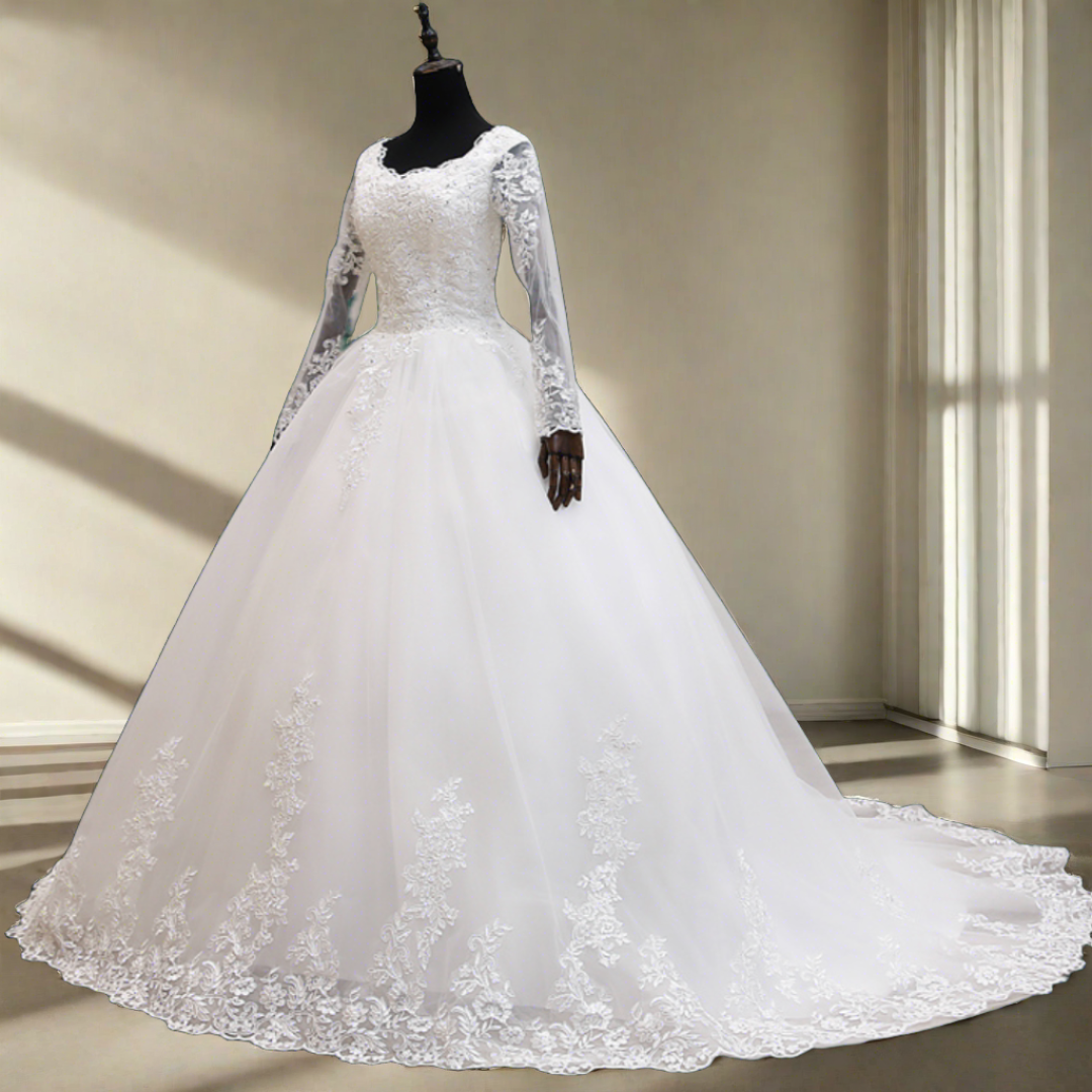 "Sensational white christen Ball Gown - Regal Bride."