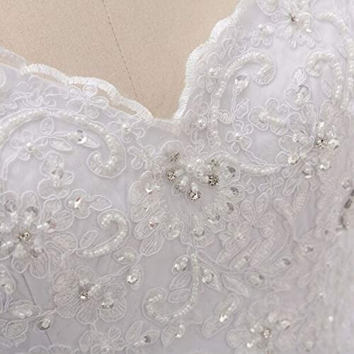 "Charming sweetheart neckline Catholic gown with pearl stone top work."