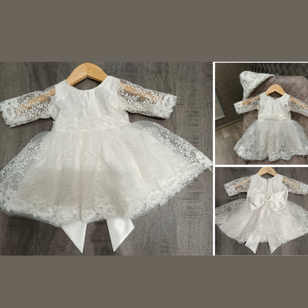 Close-up of lace and bead detail on First Communion Dress — GownLink GLBP6