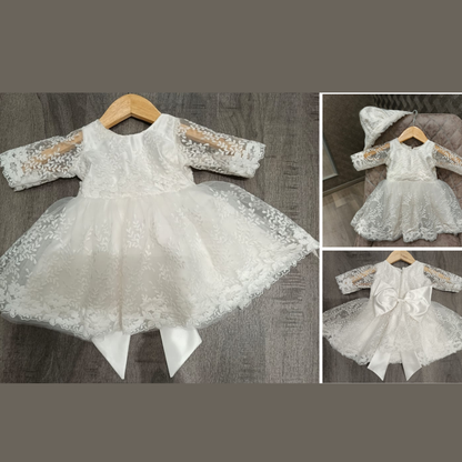 Close-up of lace and bead detail on First Communion Dress — GownLink GLBP6