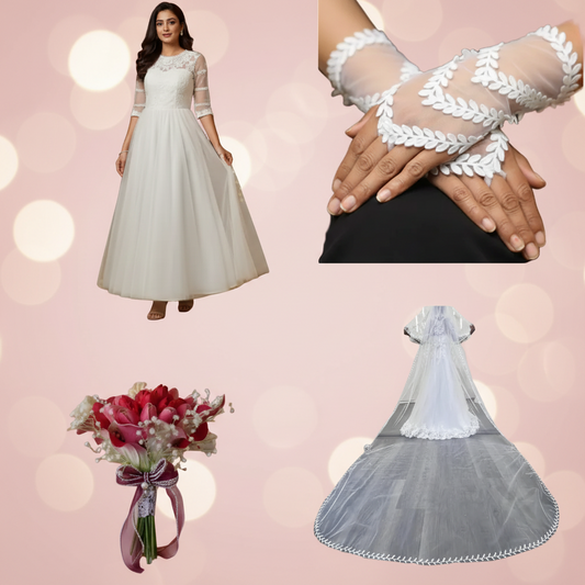 Full set of Bridal Combo Set laid out flat — GownLink GLWL802