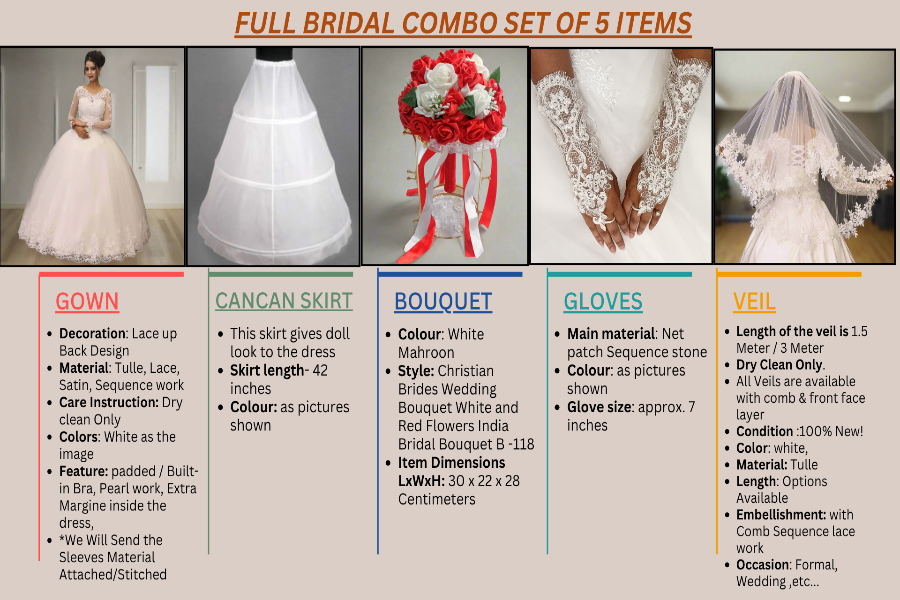 Full set of Bridal Combo Set laid out flat — GownLink HSD189