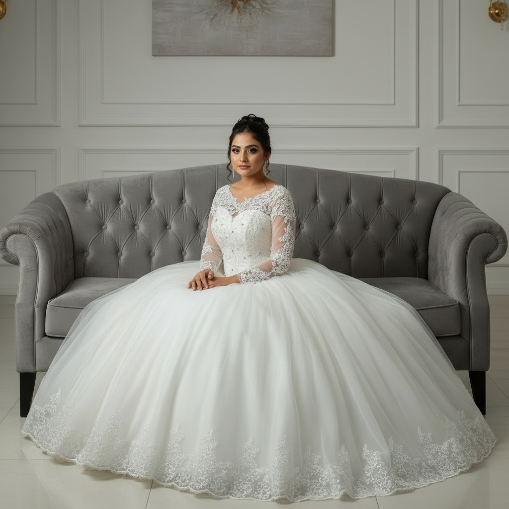Model wearing complete 5-Piece Bridal Combo Set — GownLink GOWNLINKS