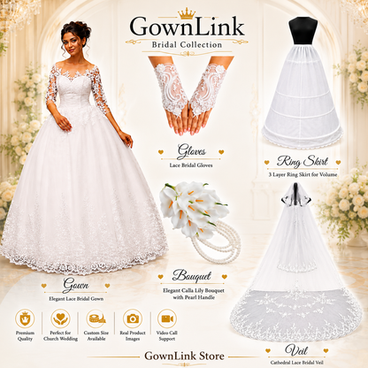 Model wearing complete 5-Piece Bridal Combo Set — GownLink GOWNLINKS