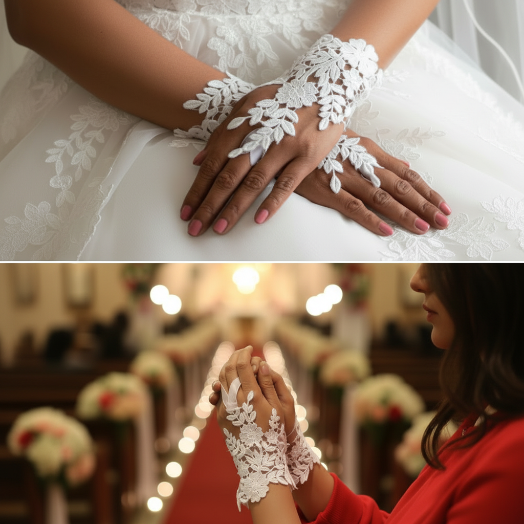 Side view of model wearing 5-Piece Bridal Combo Set — GownLink GOWNLINKS