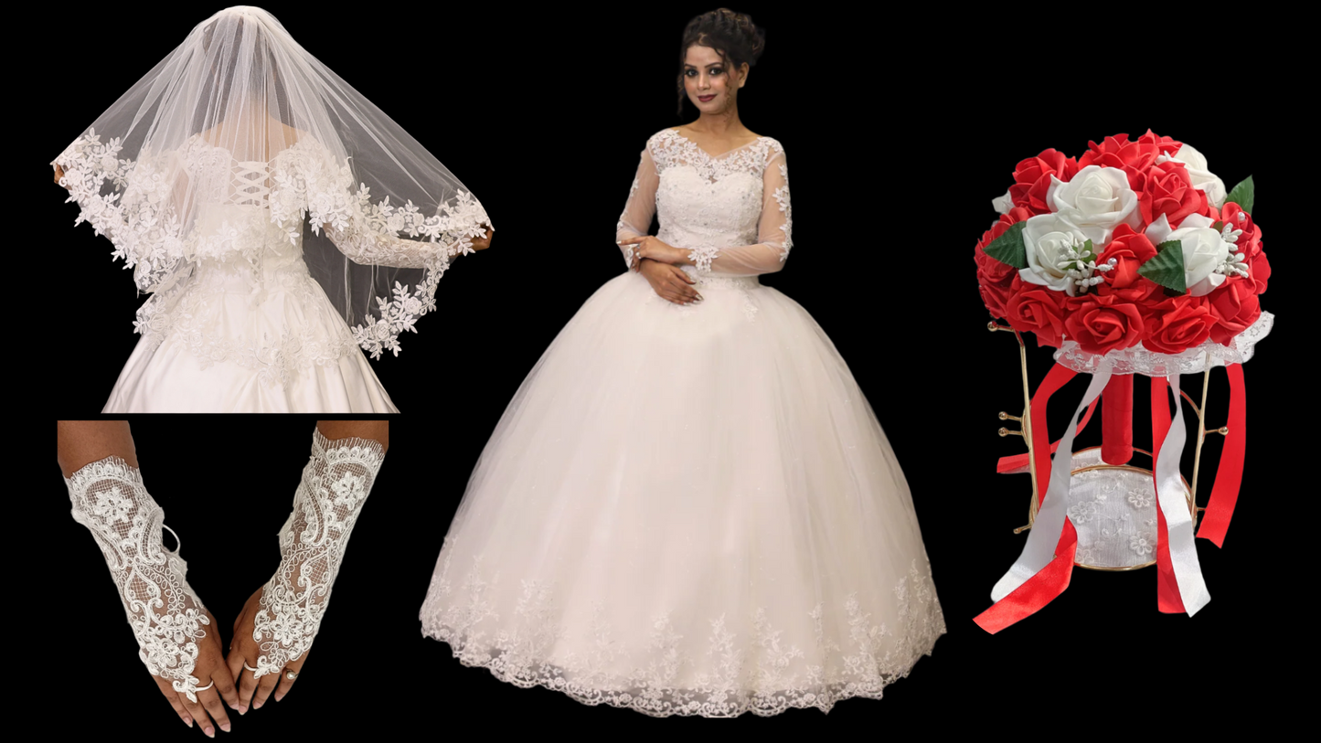 Side view of model wearing Bridal Combo Set — GownLink HSD189